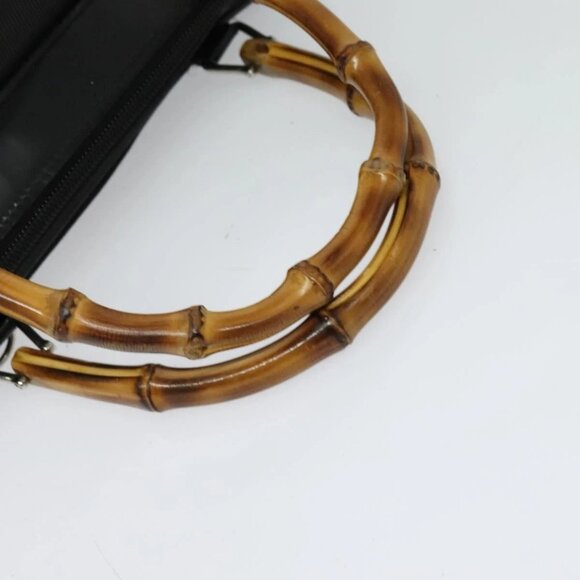 GUCCI Bamboo Hand Bag Nylon 2way Black Silver 000 2040 0538 Auth SW805 - Picture 8 of 16